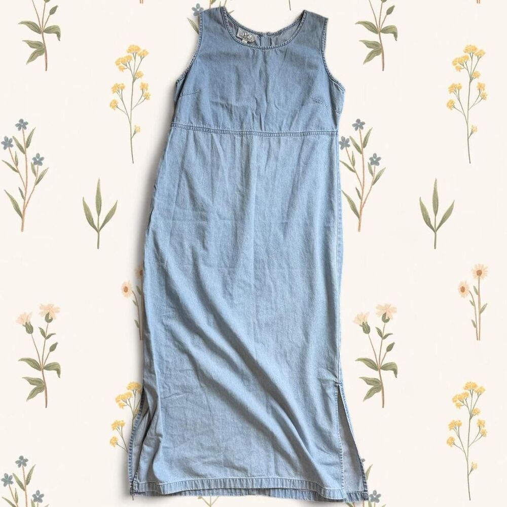 90s Vintage Donna Ricco Sleeveless Denim Maxi Dress 14 (check measurements)